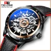 Tevise Swiss Leather Men's Hollow Full-Automatic Mechanical Watch Tiktok Live Broadcast