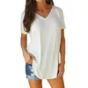 Camicie da donna femminile elastiche da donna top elegante-scollo a v-collo con maniche corte t-shirt casual in forma per estate solide streetwear