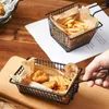 Пластины мини -нержавеющая сталь корзины картофеля фри чипсы жареные куриные корзина держатель для подставки для приготовления столовой для приготовления десерта