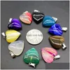 Charmes 20 mm Stripe Agate Heart Heart Stone Pendants pour boucles d'oreilles Collier Bijoux Making Drop Livrot Résultats Composants Dhuij