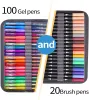 Stylos NOUVEAUX cadeaux de Noël Gel Pens Set 12/24 100 Colore Gel Pen Tip Glitter Gel stylos avec toile Sac Kids Adults Coloring Livres