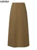 Spódnice 2024 Vonda elegancka wysoka talia Kobiety moda Solid Kolor Maxi spódnica plisowana swobodna luźne kieszenie na 11 dno