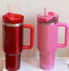 COBRANDED WINTER COSMO PINK PARADE 40oz quencher tumplers Target Red Holiday Stainless Steel Veterines Cups with مقبض غطاء وأكواب سيارة GG0408