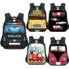 Sacs Cartoon Police Car Fire Engine Print Backpack Bus scolaire Bus Sacs Sacs Boys Filles de maternelle Sac Étudiant Bookbags Gift