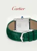 Dials Movement Automatic Watches carrtier Tank Must series quartz wristwatch green crocodile leather strap watch