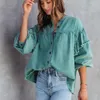 Street Rivet Individuality Lantern Ruffled Sleeve Water Wash Raw Edge Color Jean Jacket Female