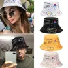 Berets Panama Graffiti Letter Summer Fisherman Hat Hip Hop Cap Harajuku Bucket