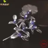 Jewelry Real 925 Sterling Silver Jewelry Natural Lapis Lazuli Blueberry Brooch For Women Original Design High Quality Suit Accessories