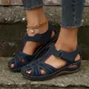 Casual Shoes Summer Women's Closed Toe Wedge Sandals 2024 Plus Size Female Beach Outdoor Roman T-strap For Women