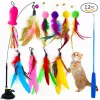 Toys Interactive Cat Toy Handfree Cat Stick Playing Kitten Playing Teaser Wand Toy Suction Cup Bird/Feather Cat Wand Toys Set