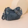 Retro mittlere Alterszeit Tasche Großkapazität Denim Umhängetasche Fife Frauen Tasche H3BT#