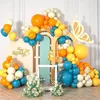 126 pièces jaunes et orange ballon arc fleur ensemble bleu citron anniversaire mariage baby shower fête de baby 240418
