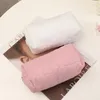 Women Pink White Cotton Flower Embroidery Pillow Cosmetic Bag Large Capacity Makeup Organizer Pouch Portable Travel Storage