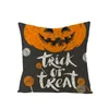 Halloween Kissenkoffer Orange und Schwarz Kissenabdeckung Happy Halloween Leinensofa Bettwurf Kissenbedeckung Dekoration 18 "x 18"