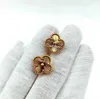 하이 에디션 van Gold 18K Lucky Clover Earrings 패션 다목적 무색 보석