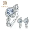 Set gem's ballet da 3,16ct set di gioielli topazi blu naturale naturale 925 anelli di orecchini in argento sterling set di gemma raffinata per il matrimonio delle donne