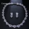 Halsband Emmaya Elegant Luxury White AAA Zircon Crystal Flowers Pretty Wedding Halsbandörhängen Set för kvinnor Dinner Dress Smycken