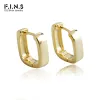 Clips F.I.N.S Koreaanse mode Real S925 Sterling Silver Hoop oorbellen Gold Plain Square Hoops Ear Buckle Dames Minimalistische fijne sieraden