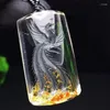 Pendant Necklaces Flower Natural Ghost Crystal Pendants Hand Carved Phoenix Sweater Chain Necklace Lucky For Women Men Fashion Jewelry
