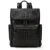 Sacs crocodile en cuir authentique en cuir masculin ordinateur portable pour hommes sacs de voyage en cuir mâle sacs de jour pour work man designers sac à dos