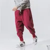 Męskie spodnie Pantalon w chiński styl harem męski streetwear swobodny joggery bawełniane lniane spodnie dresowe spodnie kostki upuszcza dostawa appa otko5