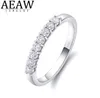 AEAW 14k White Gold 025ctw 2mm DF Round Cut EngagementWedding Moissanite Lab Grown Diamond Band Ring for Women Y01225919555