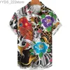 Men's Shirts Haiyan Summer Flower Koi Fish Shirt Mens Leisure Social 3D Short sleeved Street Car Luxury Outdoor Top Imported Clothing yq240422