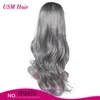 Designer Wigs Human Hair for Women Long Curly Womens Wig Band Band Grad Grey Grey Grey Grey Wave Long
