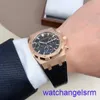 Zegarek AP nadgarstek Chronograph Royal Oak Series 26240or Rose Gold Black Belt Mens Mashur Business Sport Back Transparent Mechanical Watch