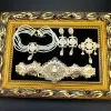 Halsband Sunspicems Marocko Caftan midjebälte pärlchoker halsband fyrkantig örhänge brosch arabisk guld färg brud smycken set för kvinnor
