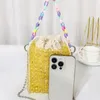 Drawstring Women's DIY Handheld Fashion Woven Beaded Bag Niche Design Light Yellow Transparent Acrylic Handmade Crossbody Bags