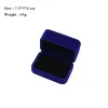 Display Velvet Bridal Jewelry Engagement Ring Box Blue Rectangle Double Slots Ring Box