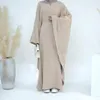 Roupas étnicas Marrocos Kaftan Women Batwing Sleeve Soly Maxi Dress 2024 Eid Jalabiya Dubai Turquia Abaya Ramadã Vestido Islâmico