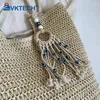 DrawString Women Strå Tote Handväska med Tassel Crochet Beach stor kapacitet Vävande resor Damer Summer Daily Bag