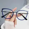 Lunettes de soleil Cat Eye Metal Eyeglass Cadre Computer Goggles Fashion Women's Anti Blue Lights Blocking Optical