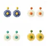 Stud-oorbellen dames Boheemse handgeweven zomercollor handgemaakte raffia weven daisy bloem hanger strandoor sieraden cadeau