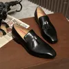 Casual Shoes Luxury Designer Men Tassel Loafers Black Leather Handmade Slip On Summer Dress Flats