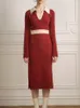 Sukienki zwyczajowe Minimalistyczna konstrukcja Smilet Sukienka dla kobiet V Długie rękaw z wysokiej talii na średnim talii kobieta 3WQ9783