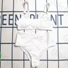 Eenvoudige 4 -kleuren zwempak dames metalen letterband bikini klassiek tweedelig bikinis dames zwempakken