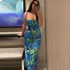 Wind Women's 2024 Summer New Fashion Print Backless Tie Slim Hanging Dress F42234