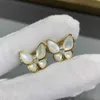 Charme de créateur Van Gold plaqué Mijin White Fritillaria Butterfly oreille RS Version Sweet and Elegant Impossible Oreadds