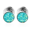 Stud Earrings Round Green Pink Crystal Men Stainless Steel Piercing Earring Ear Plug Studs Punk Jewelry