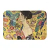 Halılar Lady ile Fan ile Gustav Klimt Puffor Anti-Slip Bath Mutfak Mat Tuvalet Zemin Kapısı Giriş Halı Halı