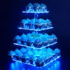 Procesory Dostosowane akrylowe Clear Wedding Cupcake Display Stand Tower Plexiglass Lucite Macaron Cake Uchwyt do przyjęcia