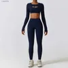 Women's Tracksuits Womens sports yoga set training suit sportswear sports leggings seamless fitness bra short sleeved top long sleeved soaking yoga yq240422