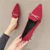 Casual Shoes Flat Red Pointed Toe Woman Footwear For Women Luxury Trends 2024 Walking Designer Korean Original High Quality Cotton 39 A