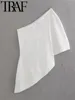 Women's Blouses 2024 Summer Woman White Fashion Cloak Asymmetric Shirts Casual Slim Sleeveless Y2K Crop Tops