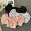 Blouses des femmes Elegant Asymétrical Puff Sleeve V-Neck Blouse Chic vintage coréen Crop Top Top Femmes Summer Shirts Vêtements