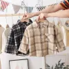 T-shirts mode jongens shirt nieuwe geruite stijl kinderen lange mouwen shirts shirts kinderkatoen kleding babyjongen meisjes dikker blouses veet tops