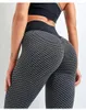 Leggings féminins High Waited Seersucker Yoga For Women Pantals Sports Sportswear Stretchy Fitness Gym